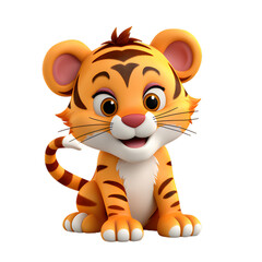 cartoon tiger on transparent background, safari animal png