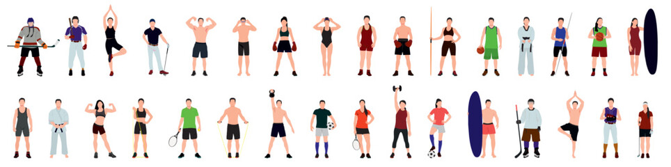 Various athletes collection. Set of different athletes or sportsperson.  