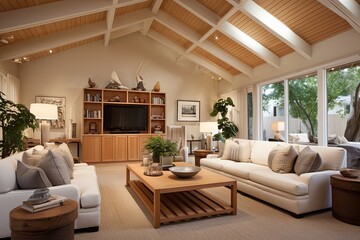 Fototapeta premium Roomy Area Airiness: Vaulted Ceiling Living Room Design Inspiration