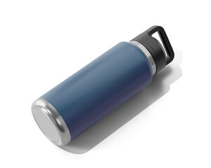 Blank Aluminum Hydro Flask Water Bottle Packaging, Sport Water Bottle Isolated On Transparent Background, Prepared For Mockup, 3D Render.