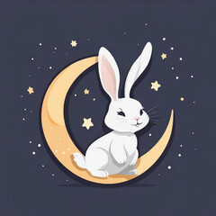Flat logo style of a cute bunny isolated. Animal nature icon concept in premium vector style.
