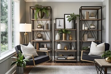 Contemporary Decor Ideas: Sunroom Reflections & Sleek Shelving Units with Curated Collections