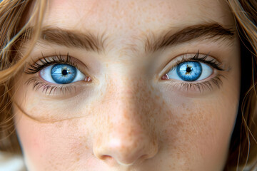 Fototapeta premium Close-up portrait of a beautiful blue eyes woman