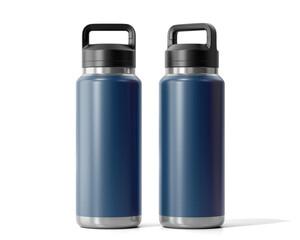 Blank Aluminum Hydro Flask Water Bottle Packaging, Sport Water Bottle Isolated On Transparent Background, Prepared For Mockup, 3D Render.