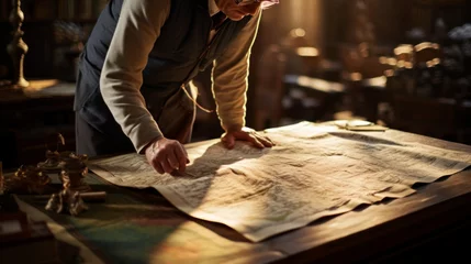 Muurstickers Bibliologist restores delicate map © javier