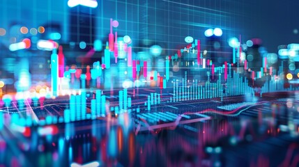 A cityscape with a lot of lights and buildings, AI