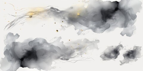 Fototapeta na wymiar Abstract black smoke on white background. Digital art painting.