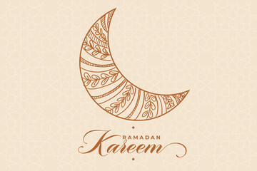 Ramadhan, Eid al-Fitr, Islamic calendar background greeting card with crescent moon decoration
