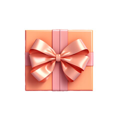 Pink and peach gift box with ribbon and bow on a white background.