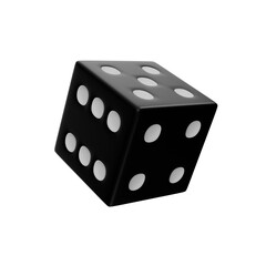 black casino dice falling on transparent background