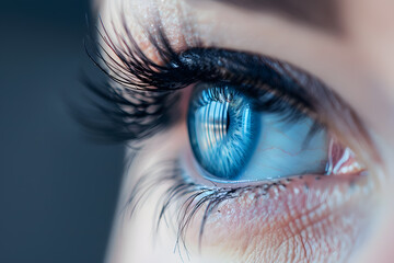 Woman's eye with long lashes. Feminine Beauty and Care Concept