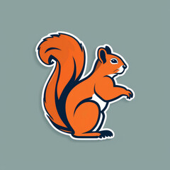 Flat logo style of a squirrel isolated on a solid color background. Animal nature icon concept in premium vector style.