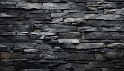 charcoal black grey wall of stones background