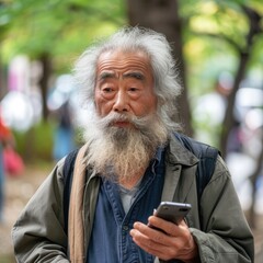 The Elderly Man and His Cell Phone. Fictional Character Created By Generated By Generated AI.