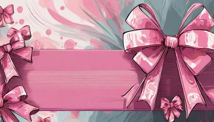 Poster Laço rosa em uma paisagem rosa ideal para cartões © Alexandre