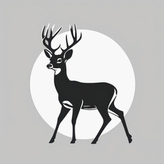 Flat logo style of a deer isolated on a solid color background. Animal nature icon concept in premium vector style.