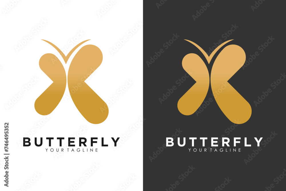 Wall mural butterfly logo design with illustration idea concept - Wall murals