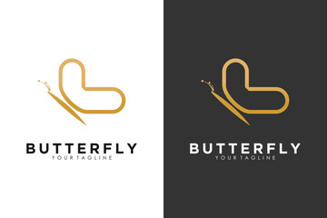 Butterfly logo design with illustration idea concept