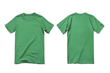 Mockup Green T-shirt front and back view isolated on white background