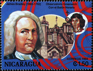 Scientist James Bradley on postage stamp