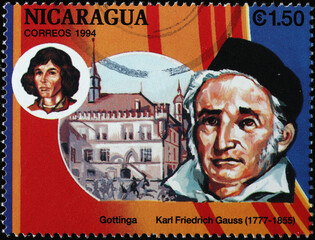 Scientist Karl Friedrich Gauss on postage stamp