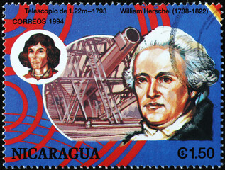 Scientist William Herschel on postage stamp