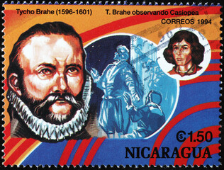 Scientist Tycho Brahe on postage stamp