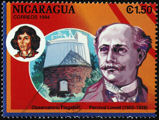 Scientist Percival Lowell on postage stamp