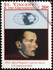 Alfred Wegener and his theory of continental drift celebrated on stamp