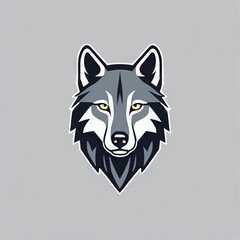 Flat logo style of a wolf isolated on solid color background. Animal nature icon concept in premium vector style.