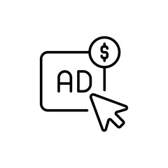 Pop ads outline icons, minimalist vector illustration ,simple transparent graphic element .Isolated on white background