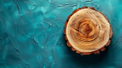 A close up of a piece of wood on top of blue paint, AI