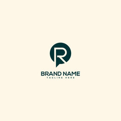 Abstract letter R and chat logo. Flat vector logo design template element.