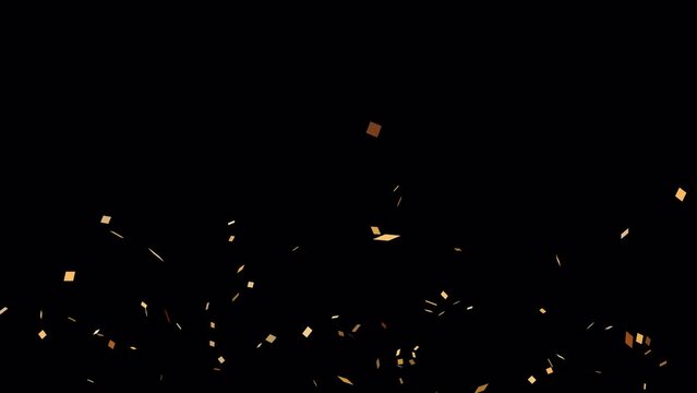 4K Golden Confetti Party Popper Animated With Alpha Channel, Transparent Background