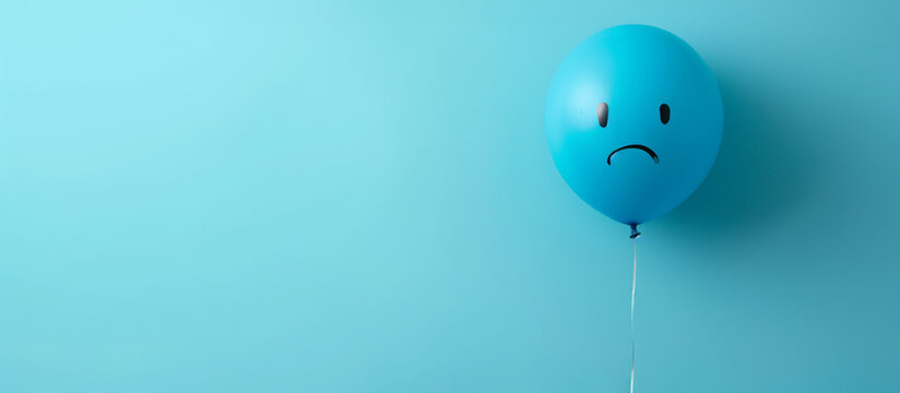 blue balloon with a sad smile, sad Monday, depression
