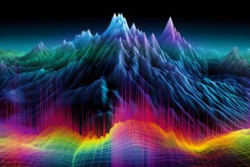 Abstract visualization of High-Frequency (HF) in the 600 MHz Spectrum in Vibrant Colors