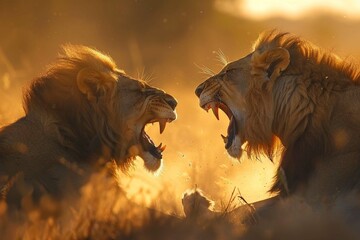 A battle breaks out between two Panther Leo lions
