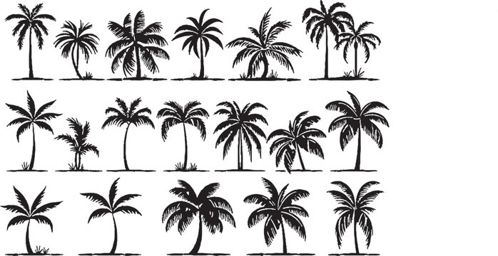 Palm trees silhouettes flat vector