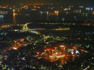 singapore, night, asia, city, downtown
