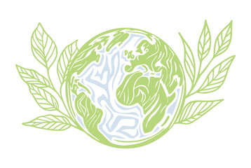 Obraz premium Abstract artistic Earth globe, branches and leaves