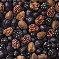 berries and nuts seamless pattern nutritious delights a close-up on nature's snack selection