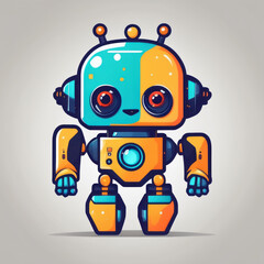 cute logo style of a robot illustration isolated on solid color background
