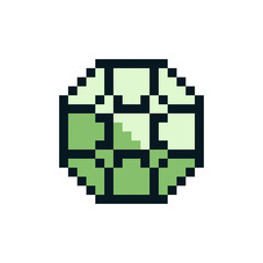 Diamond icon. Pixel art style. Precious stone logo. Knitting design. Isolated vector illustration. Game assets.  Design for stickers, web, mobile app.