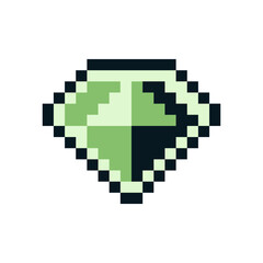 Diamond icon. Pixel art style. Precious stone logo. Knitting design. Isolated vector illustration. Game assets.  Design for stickers, web, mobile app.