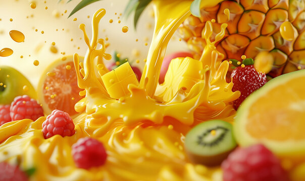Exotic Bliss: Refreshing Multifruit Juice with Tropical Fruits