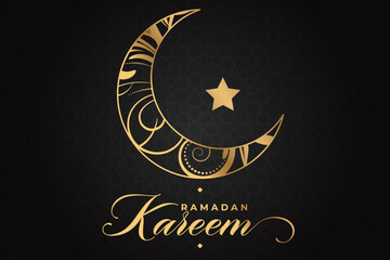 Fototapeta na wymiar Ramadhan, Eid al-Fitr, Islamic calendar background greeting card with crescent moon decoration