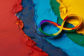 World autism awareness day concept. Autism infinity rainbow symbol sign on colorful background. Autism rights movement, neurodiversity, autistic acceptance movement symbol, Generative AI - obrazy, fototapety, plakaty