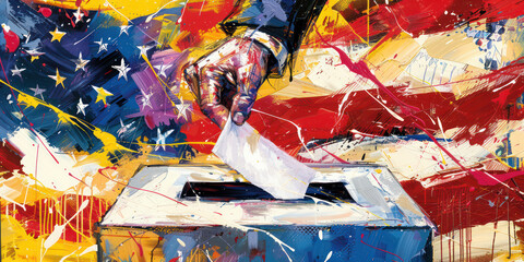 Vibrant Abstract Painting Capturing the Essence of Democratic Participation. Concept of American President Elections.