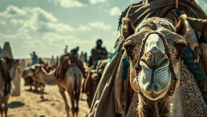 Rolgordijnen Desert Voyage: Arab Merchants in the Sands of Time © DY