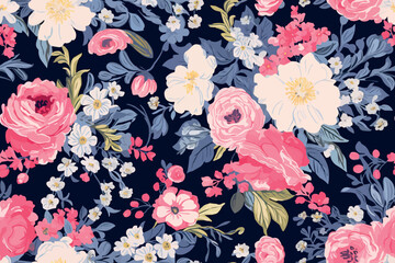 Watercolor seamless pattern of delicate flowers. Beautiful print for textile and design.